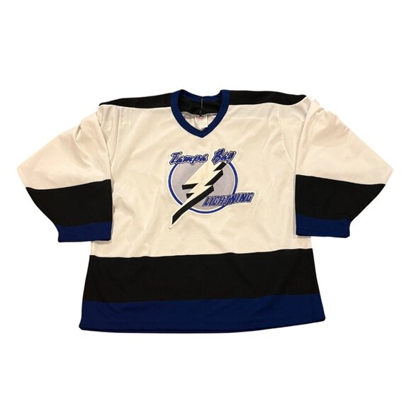 Vintage 90's CCM Maska Tampa Bay Lightning Stitched White NHL Jersey Men's M - Picture 1 of 6